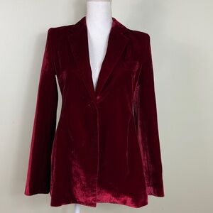 Ellery Australia Velvet Blazer in Deep Red Burgundy XS Holiday Outfit